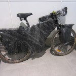 Getting Fingerprinted at Cebu Immigration My bike wrapped up in plastic as per the Air Asia policy.