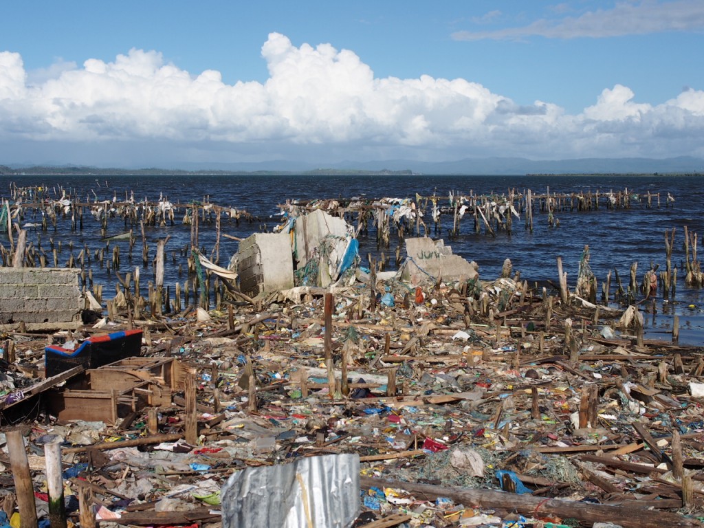 Only a field of wooden stilts remain where dozens of houses once stoof