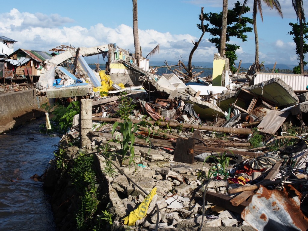 River that runs through Tacloban city with all the damage on both sides