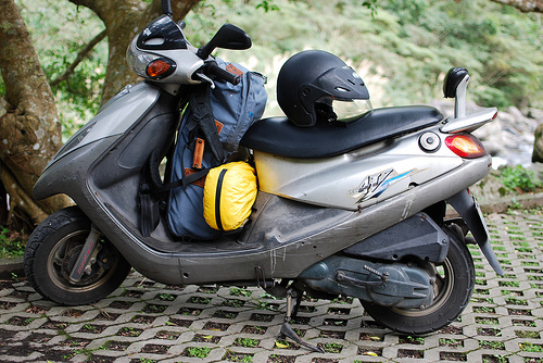 North Cross-Island Highway 001 My Scooter Loaded Up With Camping Gear