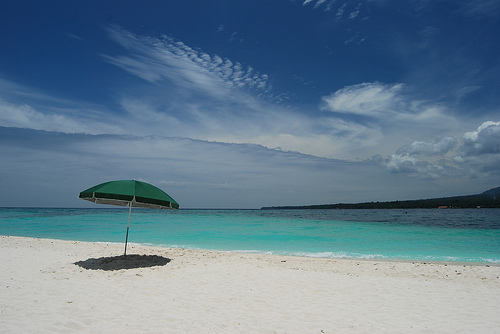 Beach and Umbrella on White Island