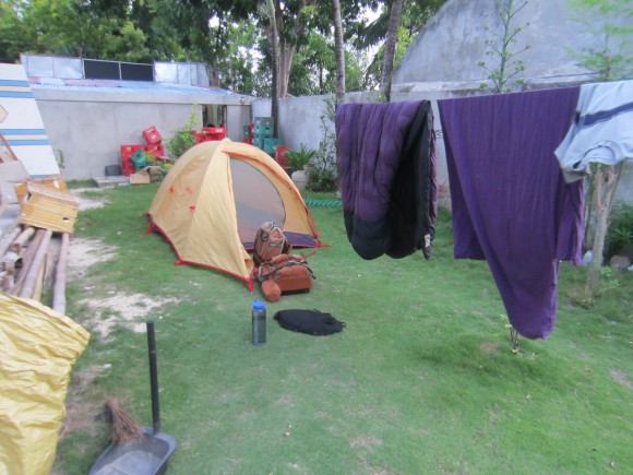 My tent in the hotel's yard. 
