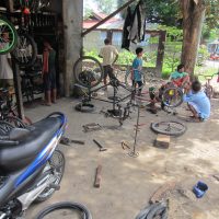 Replacing 3 broken spokes on the rear wheel. 