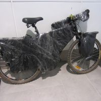 My bike wrapped up in plastic as per the Air Asia policy. 