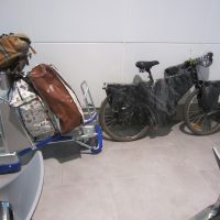 My bike and luggage in the Kuala Lumpur airport. 