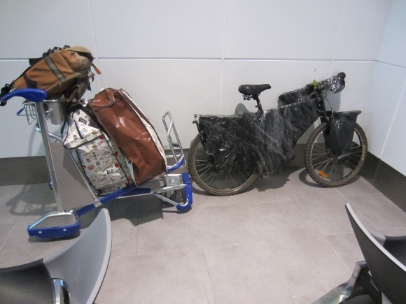 My bike and luggage in the Kuala Lumpur airport. 