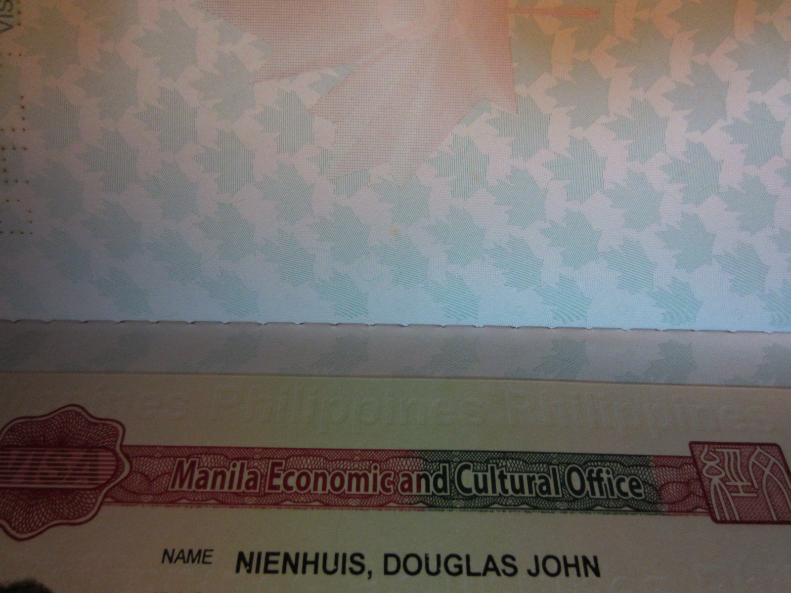 Top Edge of My Philippines Visa
