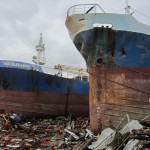 Ships blown ashore in Anibong during Super Typhoon Yolanda