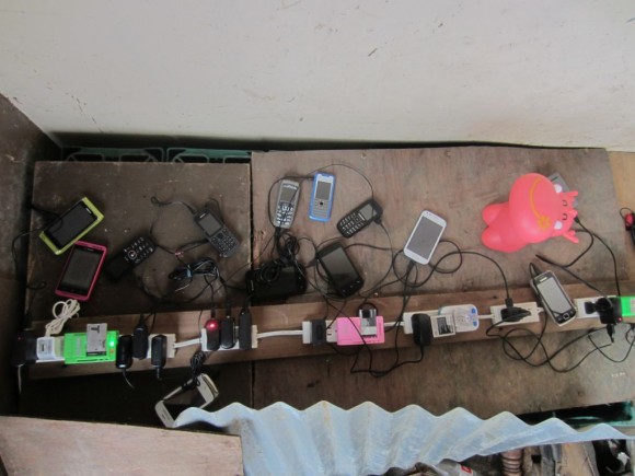 Many local people started small businesses charging gadgets with small generators