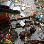 When the flood receded, the courtyard of the pension house was left in a bit of a mess