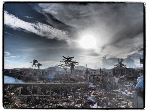 Day 29 Super Typhoon Yolanda The sun begins to set over barangay Pampango in Tacloban City