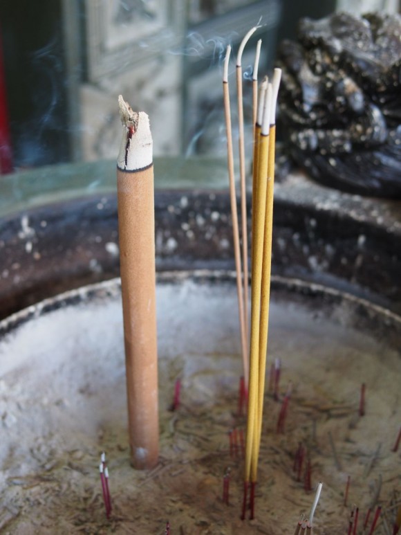 Incense Burning in a Censer in Yingge, Taiwan Incense Burning in a Censer in Yingge, Taiwan