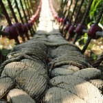 Rope and cable suspension bridge.