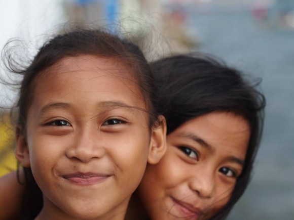 Cycling to Guiuan, Samar Two Girls at the Waterfront in Guiuan